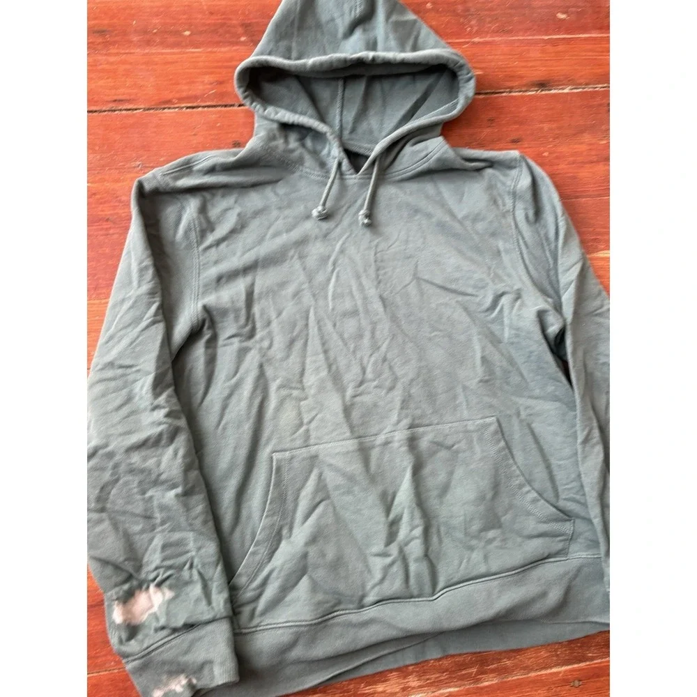 J Crew Men Green Cotton Pullover Hoodie Sweatshirt Size Large Authentic Fleece